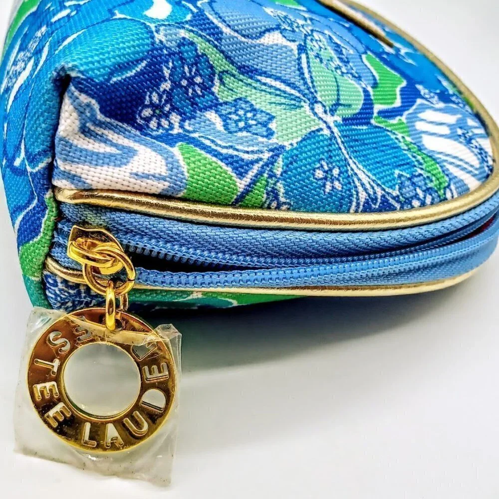 Lilly Pulitzer for Estee Lauder Blue Floral Cosmetic Bag NWOT - Picture 7 of 9